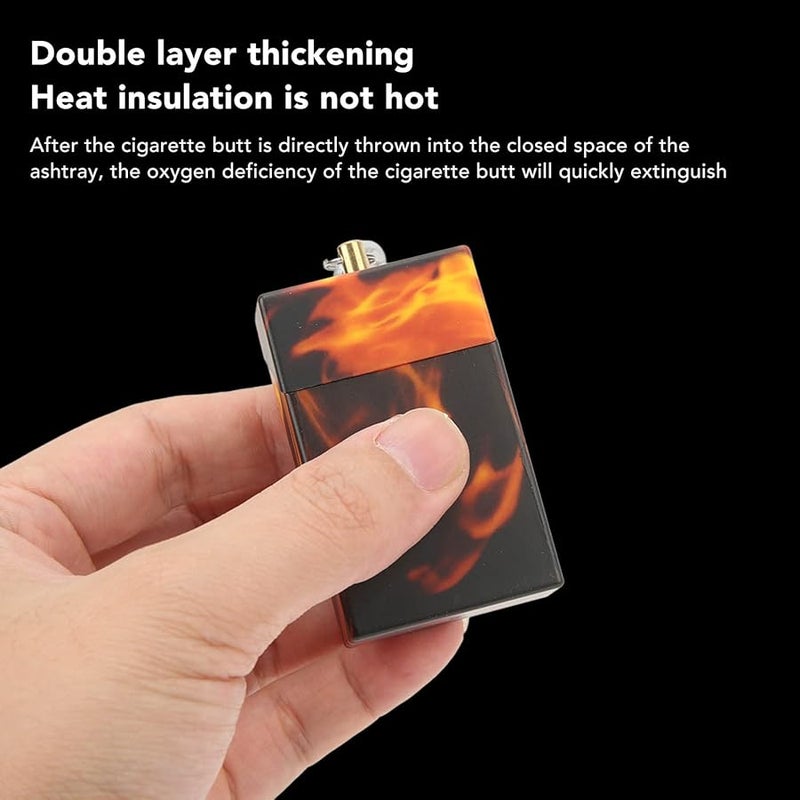 تصميم رخامي لهب، منفضة جيب محمولة من الفولاذ المقاوم للصدأ مع مشبك تسلق للمشي لمسافات طويلة والسفر في الهواء الطلق - Image 4